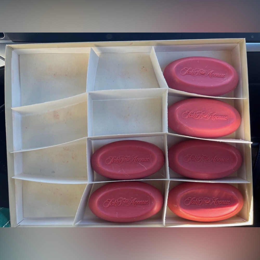 Vintage Saks Fifth Avenue Pink Soap Bars Set With Box.